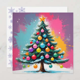Pop Art Christmas with Splashes of Colours Holiday Card