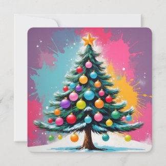 Pop Art Christmas with Splashes of Colours Holiday Card
