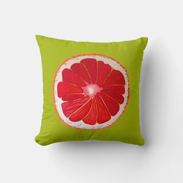 Pop art citrus pink grapefruit original  art cushion (Front)