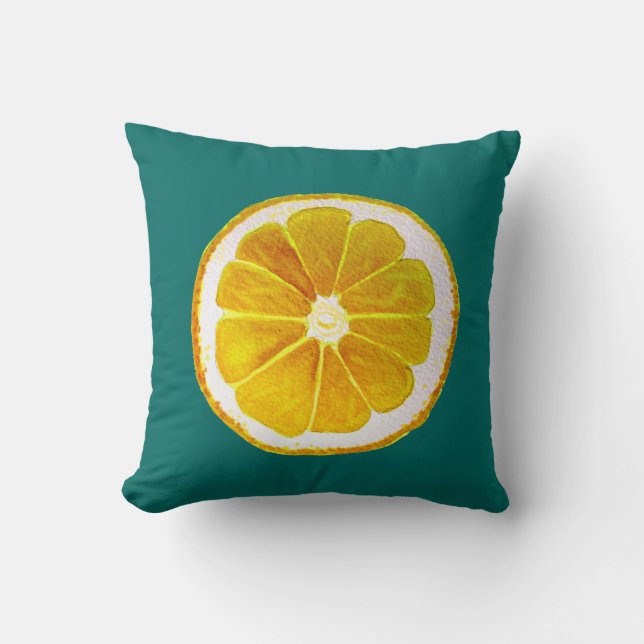 Pop art citrus yellow lemon original  art cushion (Front)