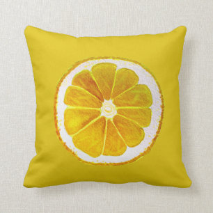 Pop art citrus yellow lemon original art cushion