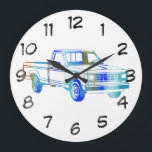 Pop Art Classic Car Large Clock<br><div class="desc">Pop Art Classic Car. Please Select Customise. Remove or change image "Numbers 1-12" prior to purchase. Design is available on other products.</div>