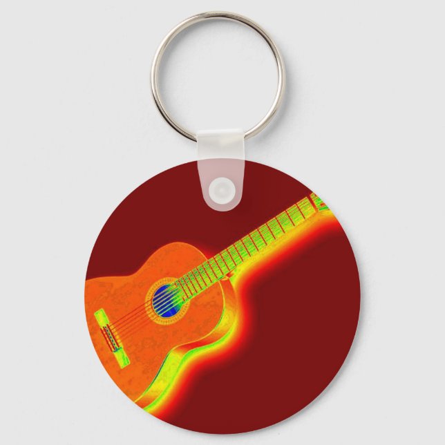 Pop Art Classical Guitar Key Ring (Front)