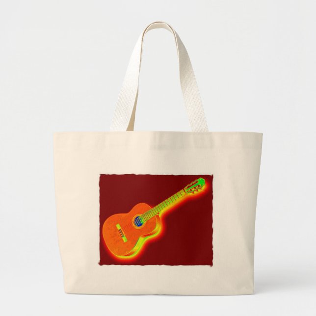 Pop Art Classical Guitar Large Tote Bag (Front)