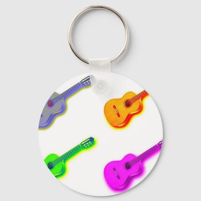 Pop Art Classical Spanish Guitar Key Ring (Front)