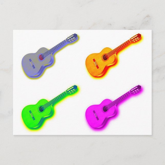 Pop Art Classical Spanish Guitar Postcard (Front)
