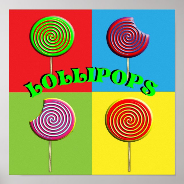 Pop Art Colorful Candy Lollipops Pictures Poster (Front)