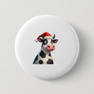 Pop Art Colorful Cow Christmas T-Shirt (1) 6 Cm Round Badge