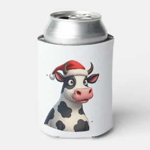 Pop Art Colorful Cow Christmas T-Shirt (1) Can Cooler