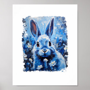 Pop Art Colourful Bunny Rabbit Blue Poster