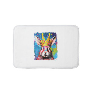 Pop Art Colourful Bunny Rabbit King Queen Bath Mat