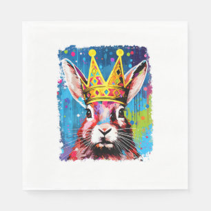 Pop Art Colourful Bunny Rabbit King Queen Napkin