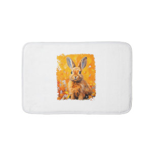 Pop Art Colourful Bunny Rabbit Orange Bath Mat