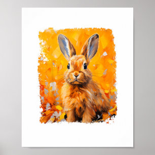 Pop Art Colourful Bunny Rabbit Orange  Poster