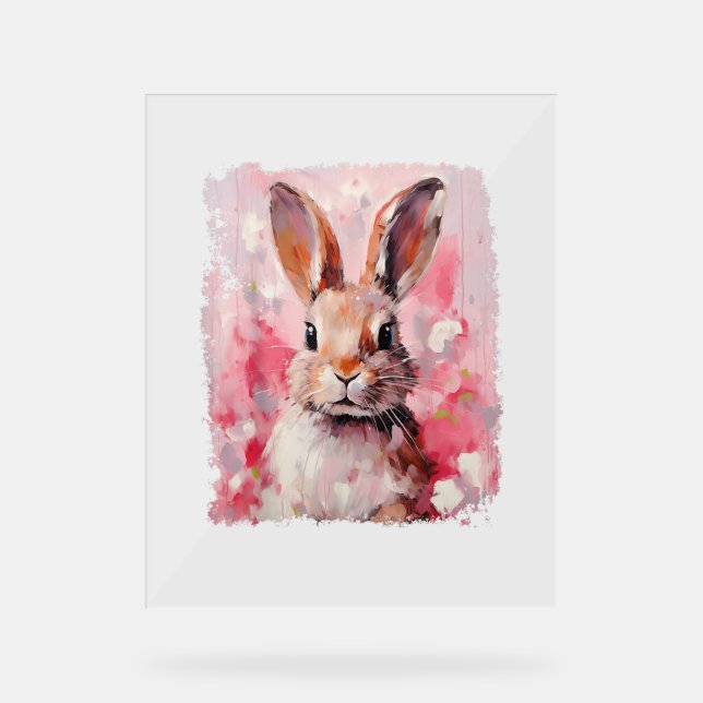 Pop Art Colourful Bunny Rabbit Pink  Acrylic Sign (Front)