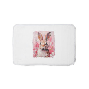 Pop Art Colourful Bunny Rabbit Pink Bath Mat
