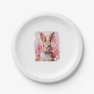 Pop Art Colourful Bunny Rabbit Pink Paper Plate