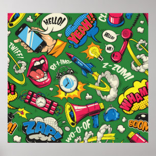 Pop Art: Colourful Comic Seamless Poster