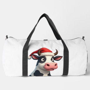 Pop Art Colourful Cow Christmas T-Shirt (1) Duffle Bag