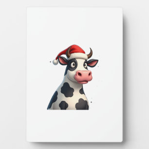 Pop Art Colourful Cow Christmas T-Shirt (1) Plaque
