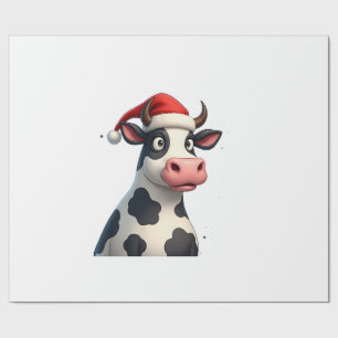 Pop Art Colourful Cow Christmas T-Shirt (1) Wrapping Paper