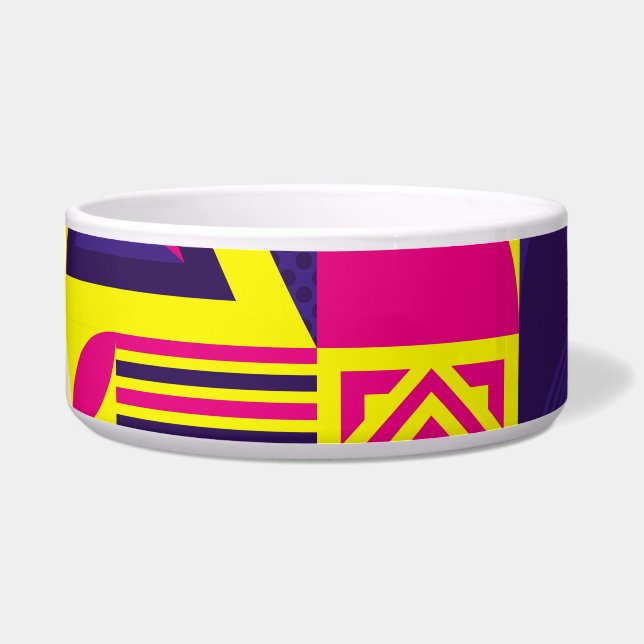 Pop art, colourful geometric shapes. (Front)