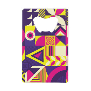 Pop art, colourful geometric shapes.