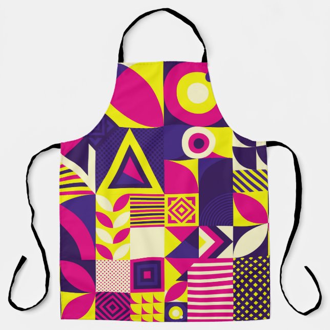Pop art, colourful geometric shapes. apron (Front)