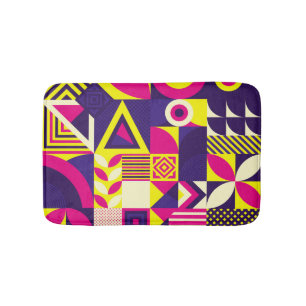 Pop art, colourful geometric shapes. bath mat