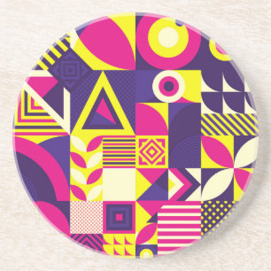 Pop art, colourful geometric shapes. coaster