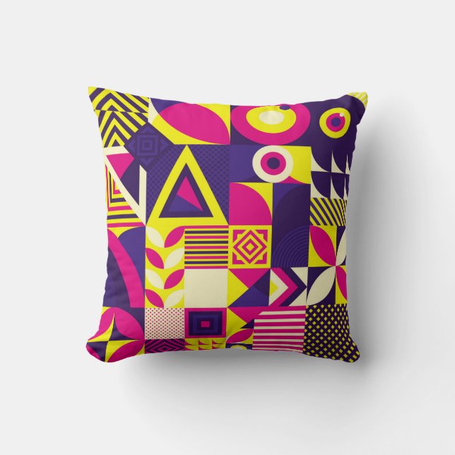 Pop art, colourful geometric shapes. cushion (Front)