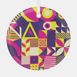 Pop art, colourful geometric shapes. glass tree decoration