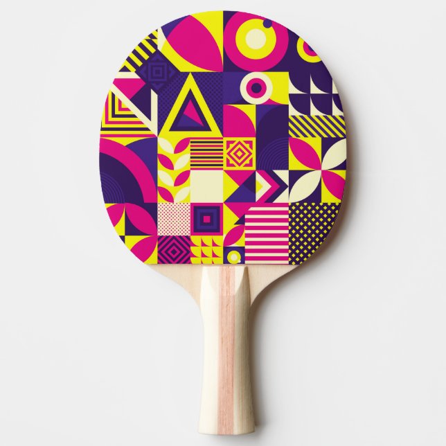 Pop art, colourful geometric shapes. ping pong paddle (Front)
