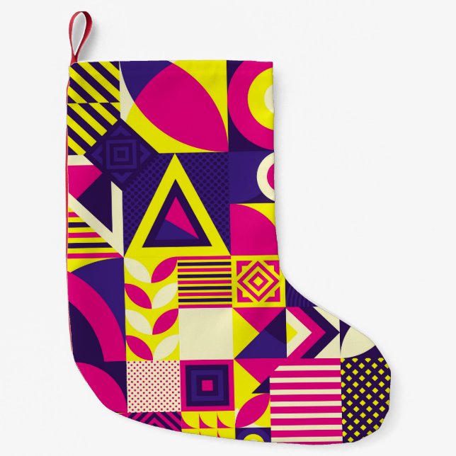 Pop art, colourful geometric shapes. small christmas stocking (Front)