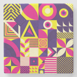 Pop art, colourful geometric shapes. stone coaster