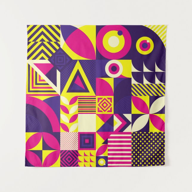 Pop art, colourful geometric shapes. tapestry (Front)