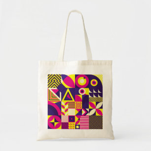 Pop art, colourful geometric shapes. tote bag