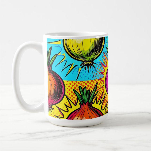 Pop Art Colourful Onions Coffee Mug (Left)