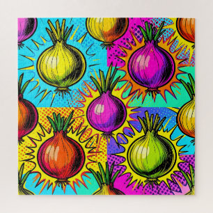Pop Art Colourful Onions Jigsaw Puzzle