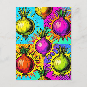 Pop Art Colourful Onions Postcard