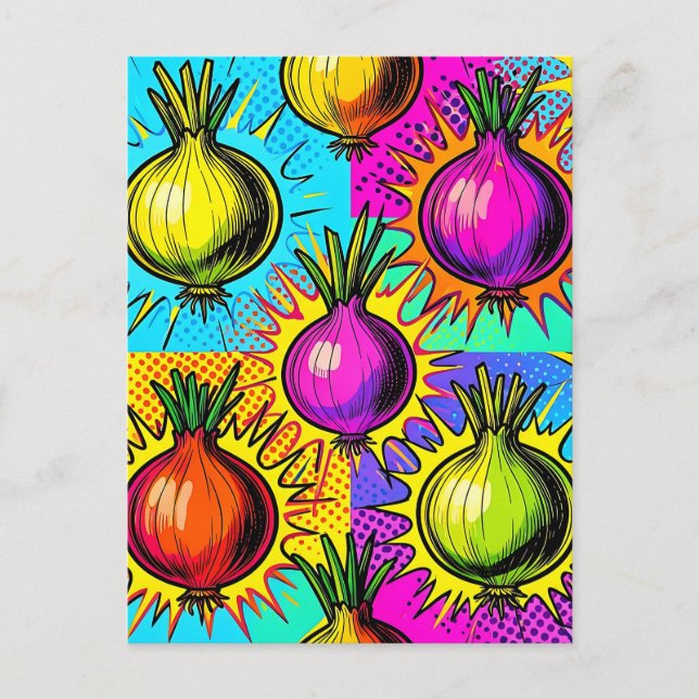 Pop Art Colourful Onions Postcard (Front)