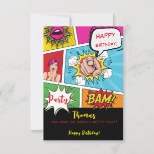 Pop art comic birthday card