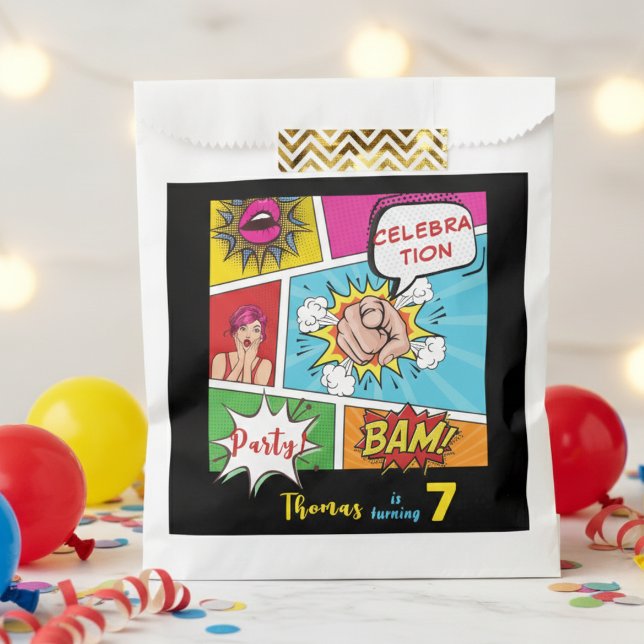 Pop art comic birthday favour bag (Creator Uploaded)