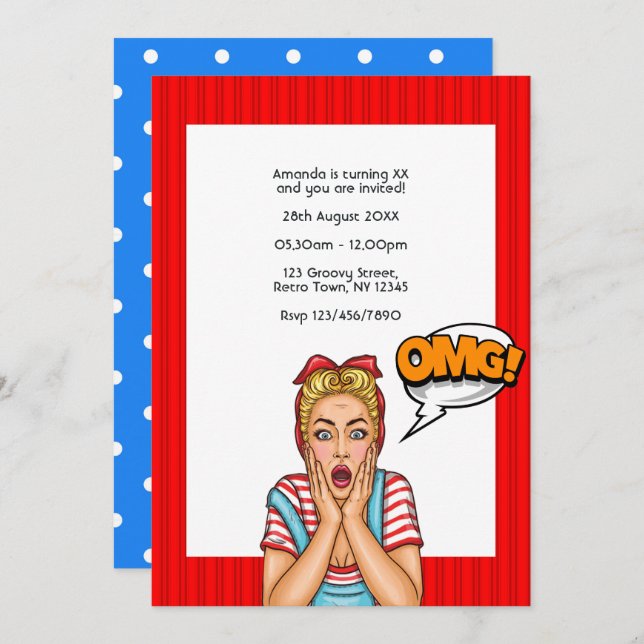 Pop Art Comic Birthday Party Invitation (Front/Back)