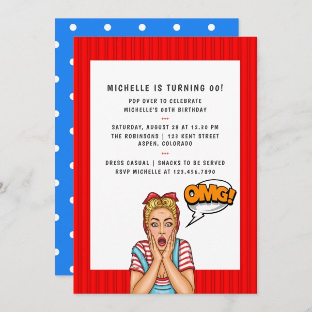 Pop Art Comic Birthday Party Invitation (Front/Back)