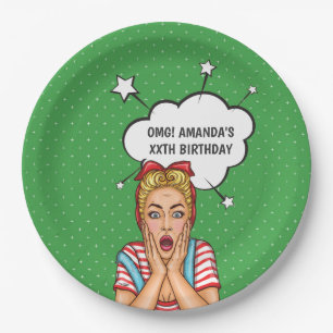 Pop Art Comic Birthday Party Paper Plate