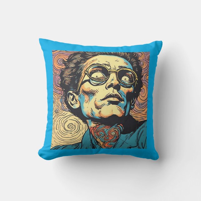 Pop Art Comic Book Character Psychedelic Pillow (Front)