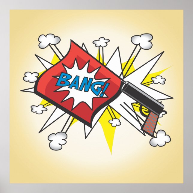 Pop art Comic book inspired Bang Gun poster (Front)