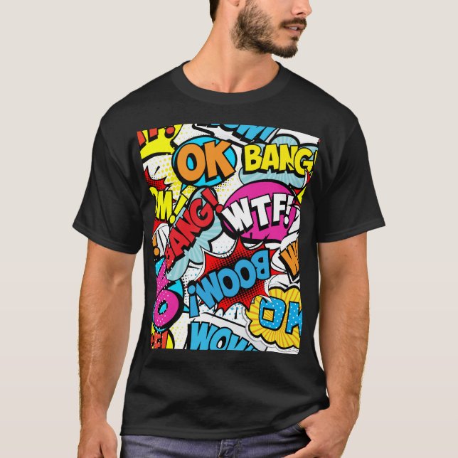 Pop Art Comic: Retro Seamless Pattern T-Shirt (Front)