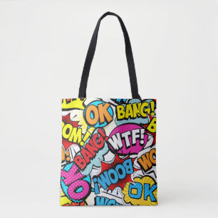 Pop Art Comic: Retro Seamless Pattern Tote Bag